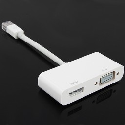 2-in-1 Mini DisplayPort to VGA + HDMI Adapter White - Click Image to Close